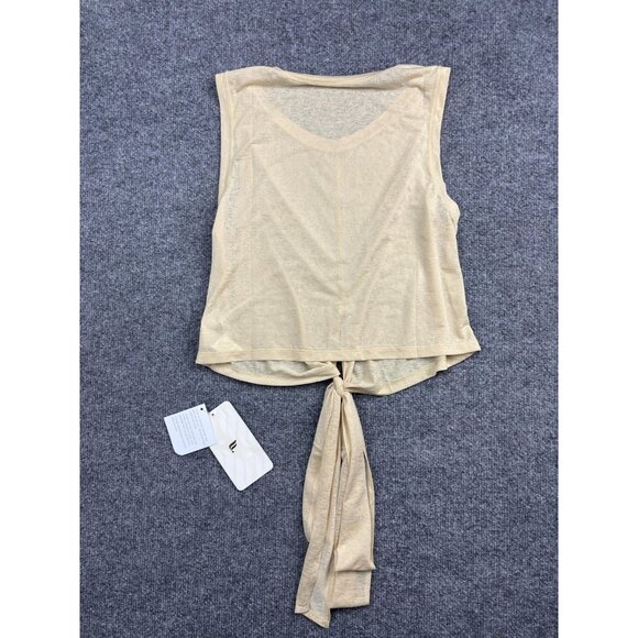 Fabletics Shirt Womens Medium Soft Desert Beige Shawn Tie Up Crop Tank Top NWT - Picture 1 of 6